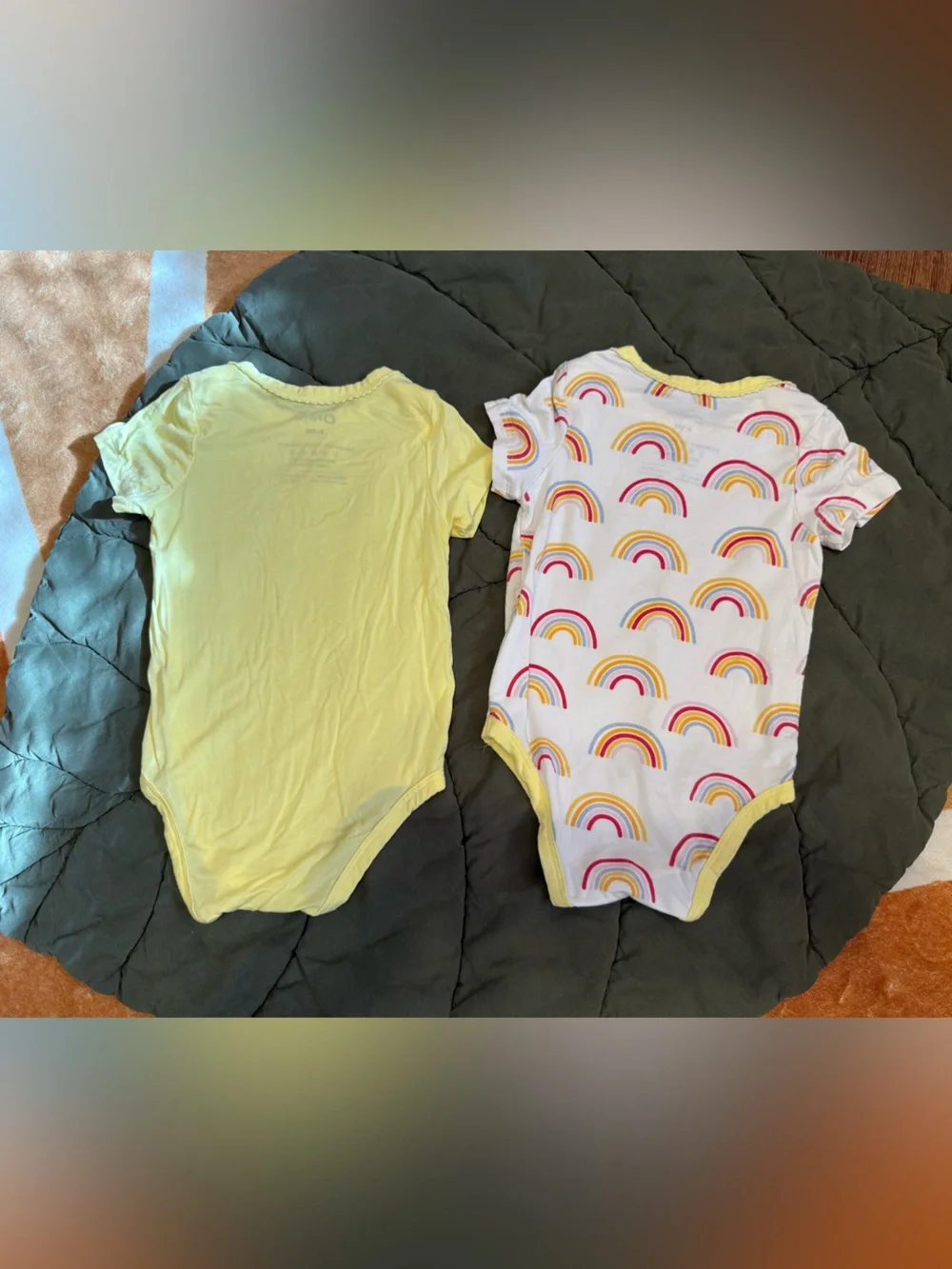 PatPat Yellow Solid and Rainbow Print Baby One-Piece Bodysuit Set